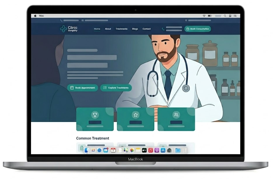Clinic website on a laptop screen